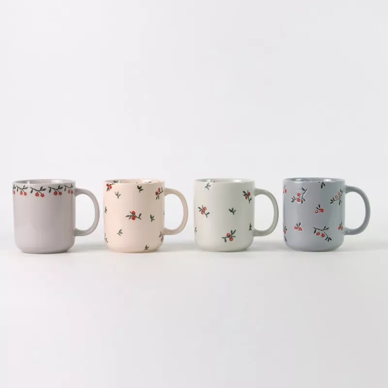 Tazas de cerámica con estampado floral