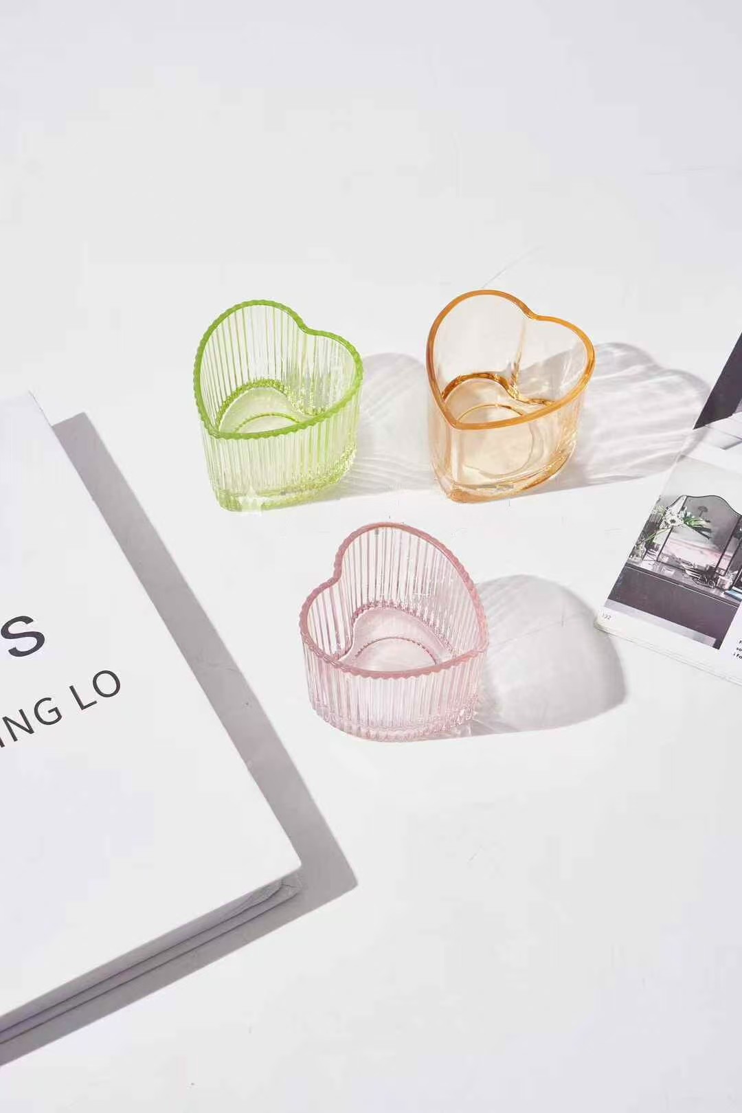 Candelador de vidrio con forma de amor Candelador de vidrio con forma de amor