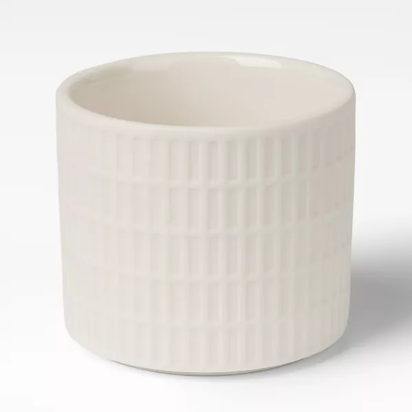 Candelabros de cerámica con estampado de cuadrícula de color blanco lechoso Candelabros de cerámica con estampado de cuadrícula de color blanco lechoso