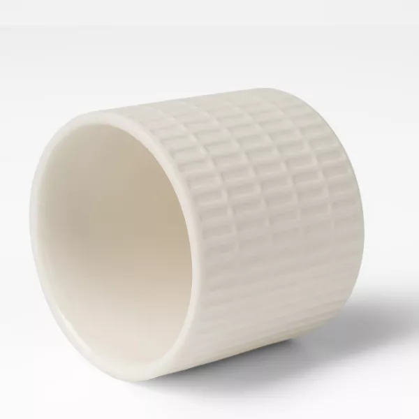 Candelabros de cerámica con estampado de cuadrícula de color blanco lechoso