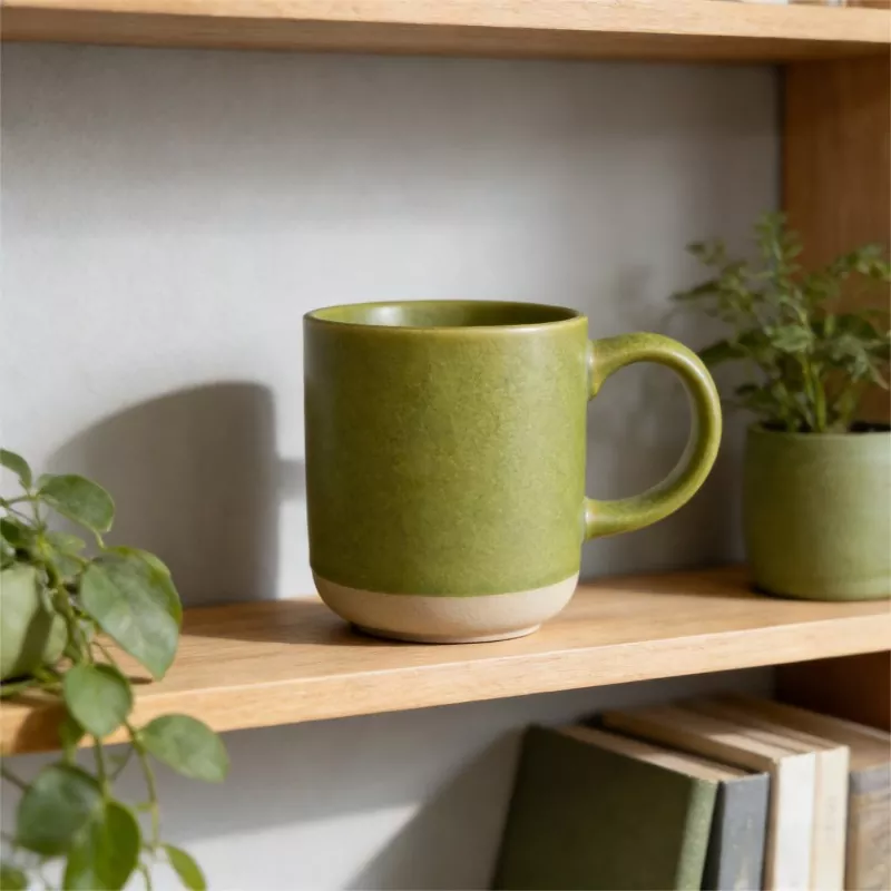 Taza verde de viaje de cerámica moderna y sencilla