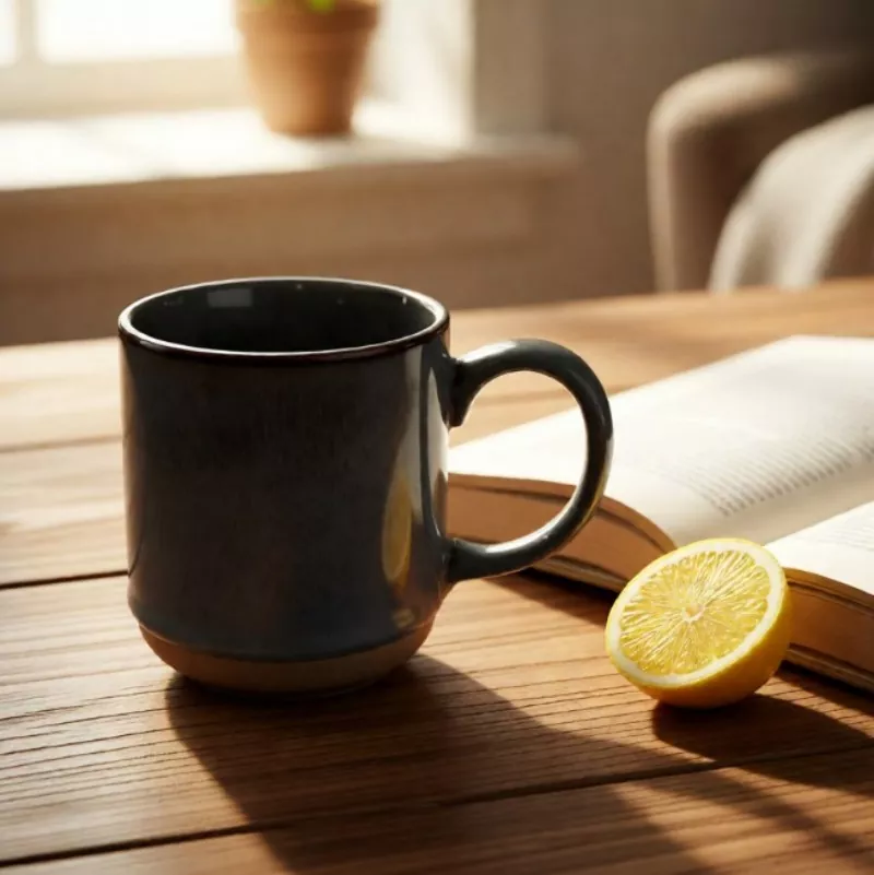 Taza gris de viaje de cerámica moderna simple