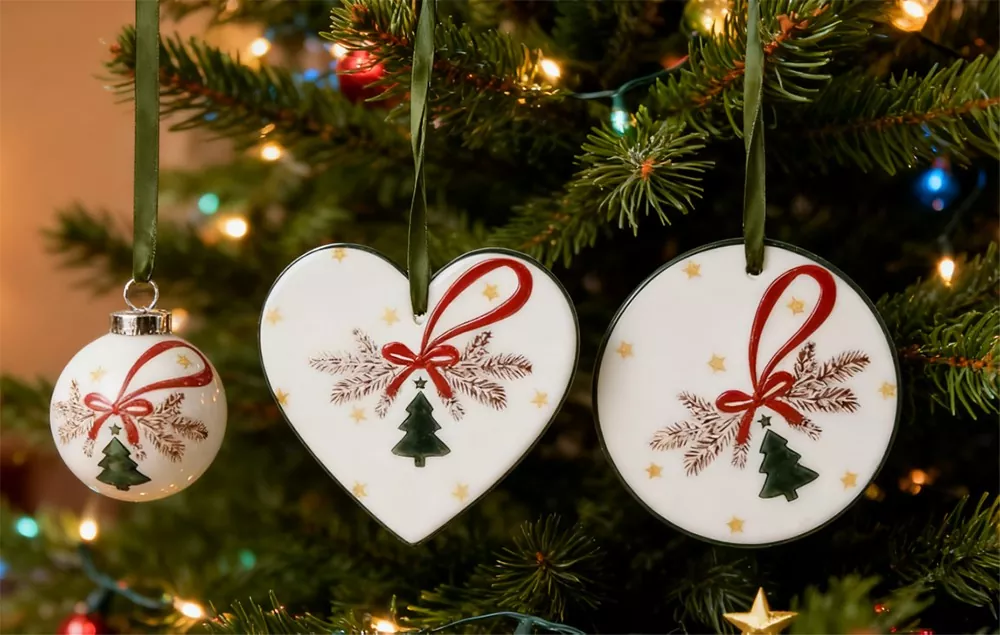 Decoración única del árbol de Navidad de cerámica hecha a mano